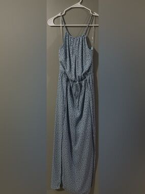 Mi Ami Sky Blue Floral Drawstring Maxi Dress